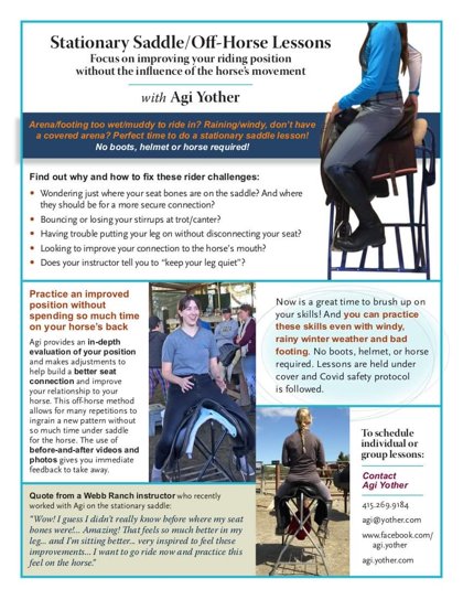 Stationary Saddle / Off-Horse Lessons flyer